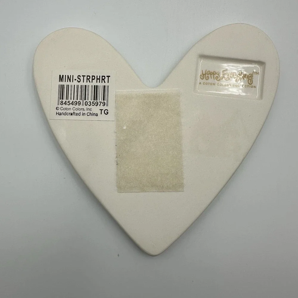 Coton Colors Happy Everything White‎ Striped 4x6 Picture Frame Mini Heart Attach